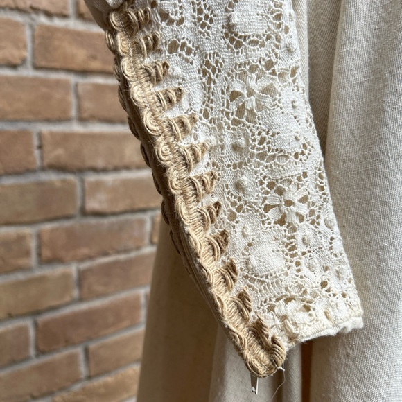 Vintage 1970s Gunne Sax Black Label Prairie style dress - burlap/cotton/ flax - Picture 4 of 15